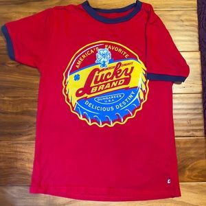 Lucky Brand Boys' Red Bottle Cap Graphic Tee